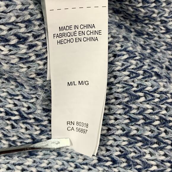 Lucky Brand Blue/White Aztec Print Button-Down Sweater - Picture 14 of 16